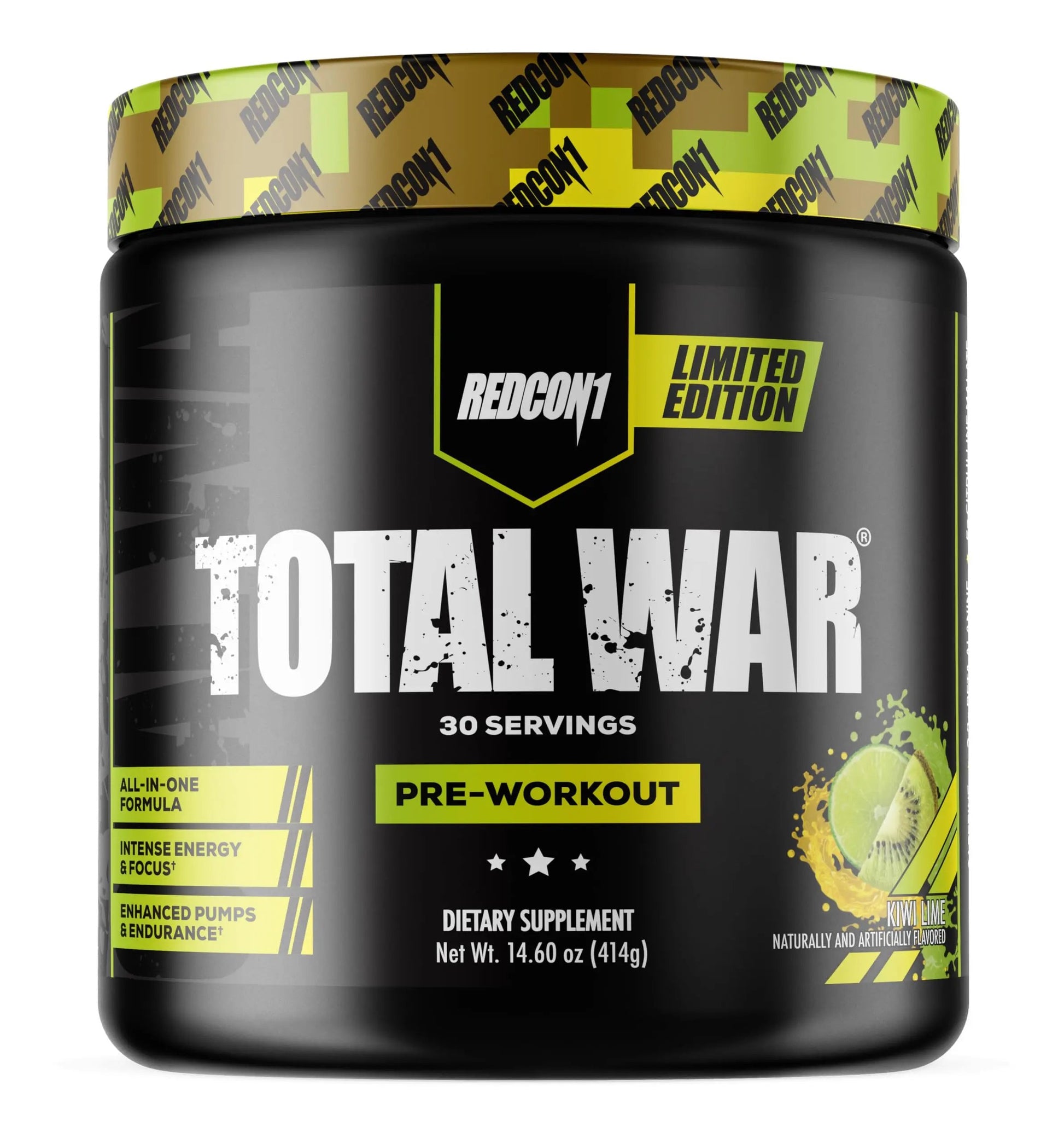 REDCON1 Total War Pre Workout Powder, Kiwi Lime - Beta Alanine + Citrulline Malate Keto