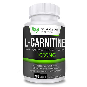 DR. MARTIN'S NUTRITION Extra Strength L-Carnitine - 200 Capsules - 1000mg Per Serving