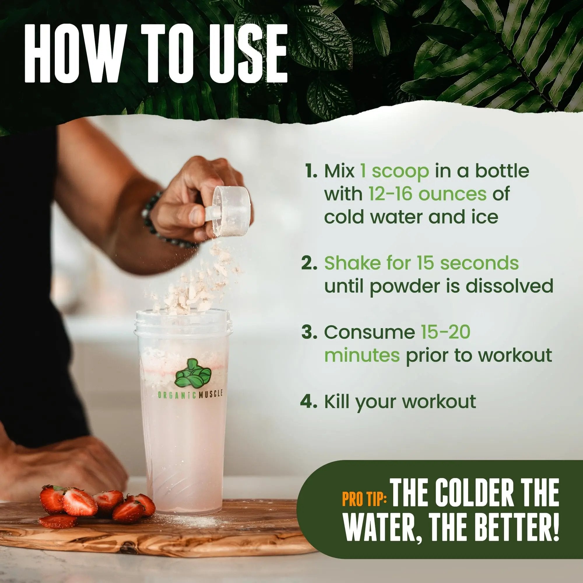 Organic Muscle Superfood Pre Workout Powder for Men & Women, Lemon Berry Organic Muscle