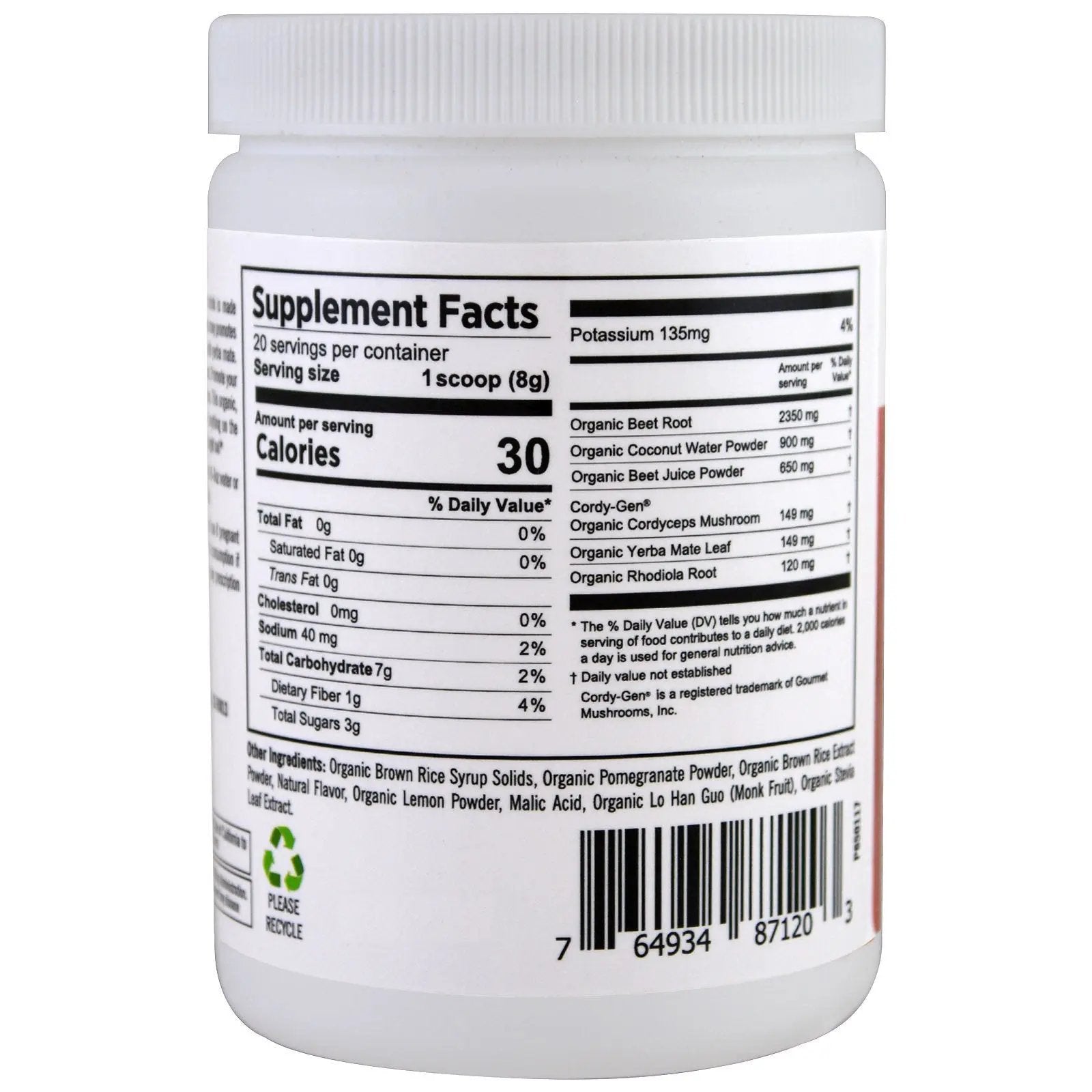 Pure Planet Organic Power Beets Preworkout Berry Burst 160 g