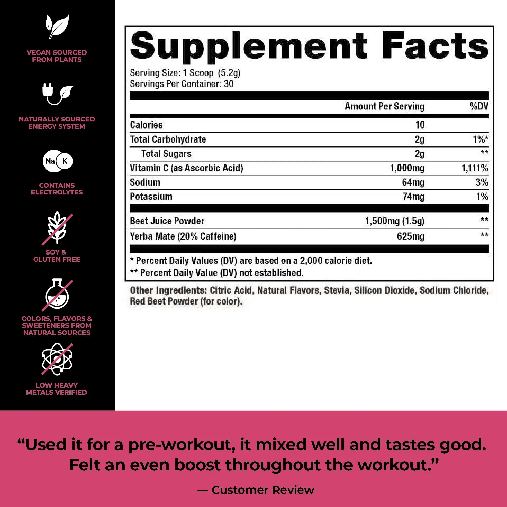 Nutrology Beet Active, Natural Pre-Workout Powder, Supports Energy, Endurance & Nitric Oxide Flow with Beet Powder, Yerba Mate & Electrolytes, Vegan Pre Workout, Passion Fruit Flavor, 30 Servings