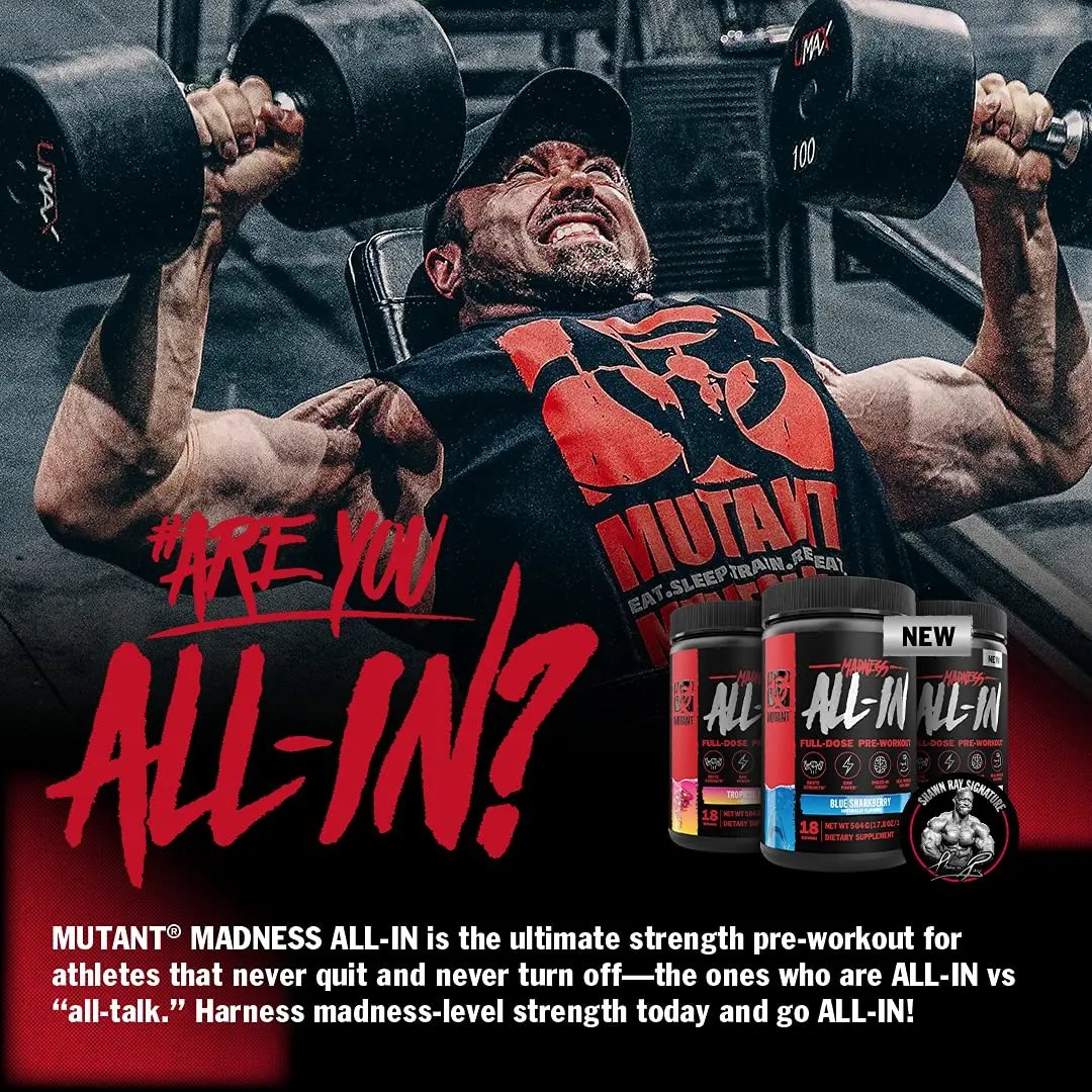 Mutant Madness All-in | Full Dosed Pre-Workout - Tropical Cyclone - 18 Serving - 504 g (17.8oz)
