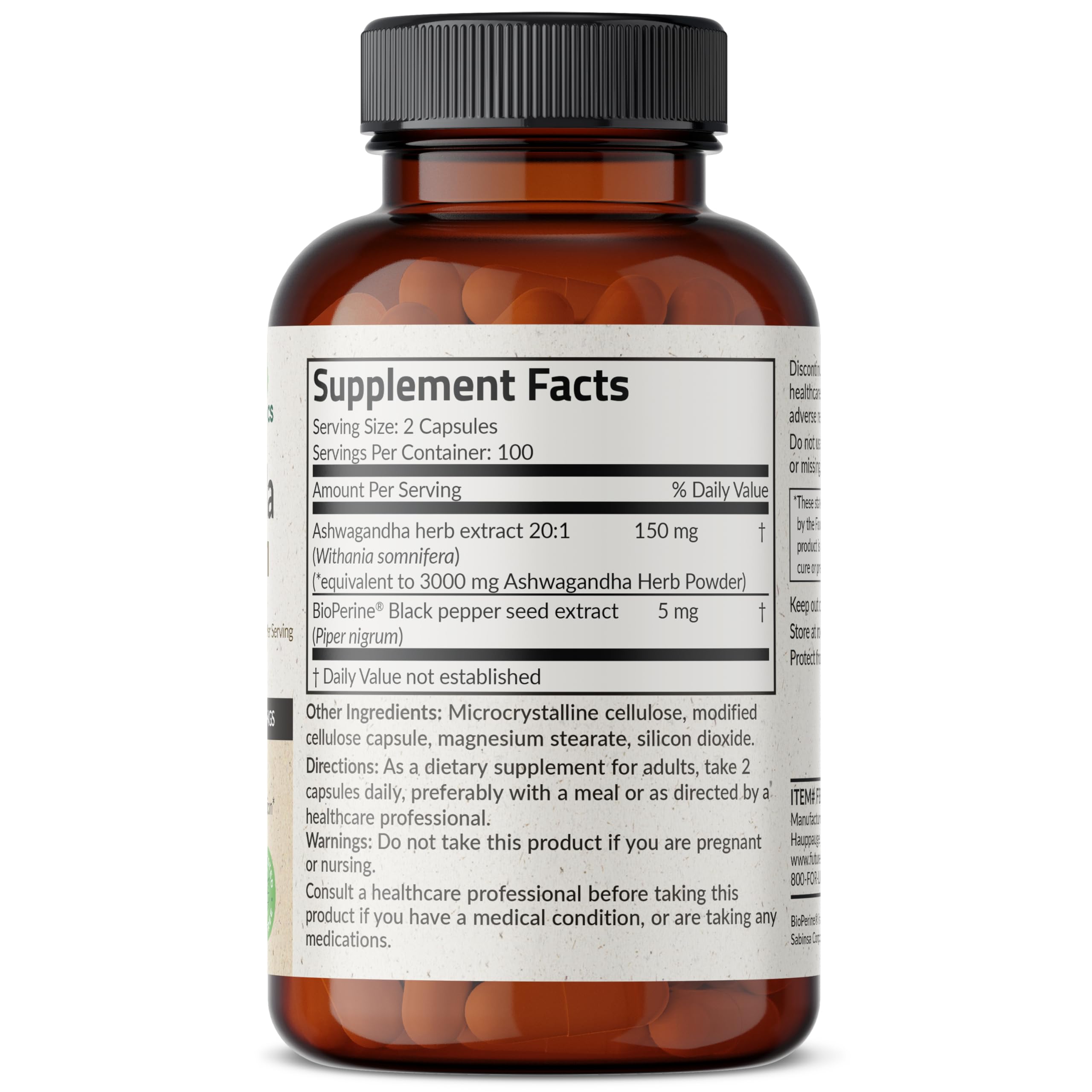 Futurebiotics Ashwagandha Extra Strength Stress & Mood Support with BioPerine Futurebiotics