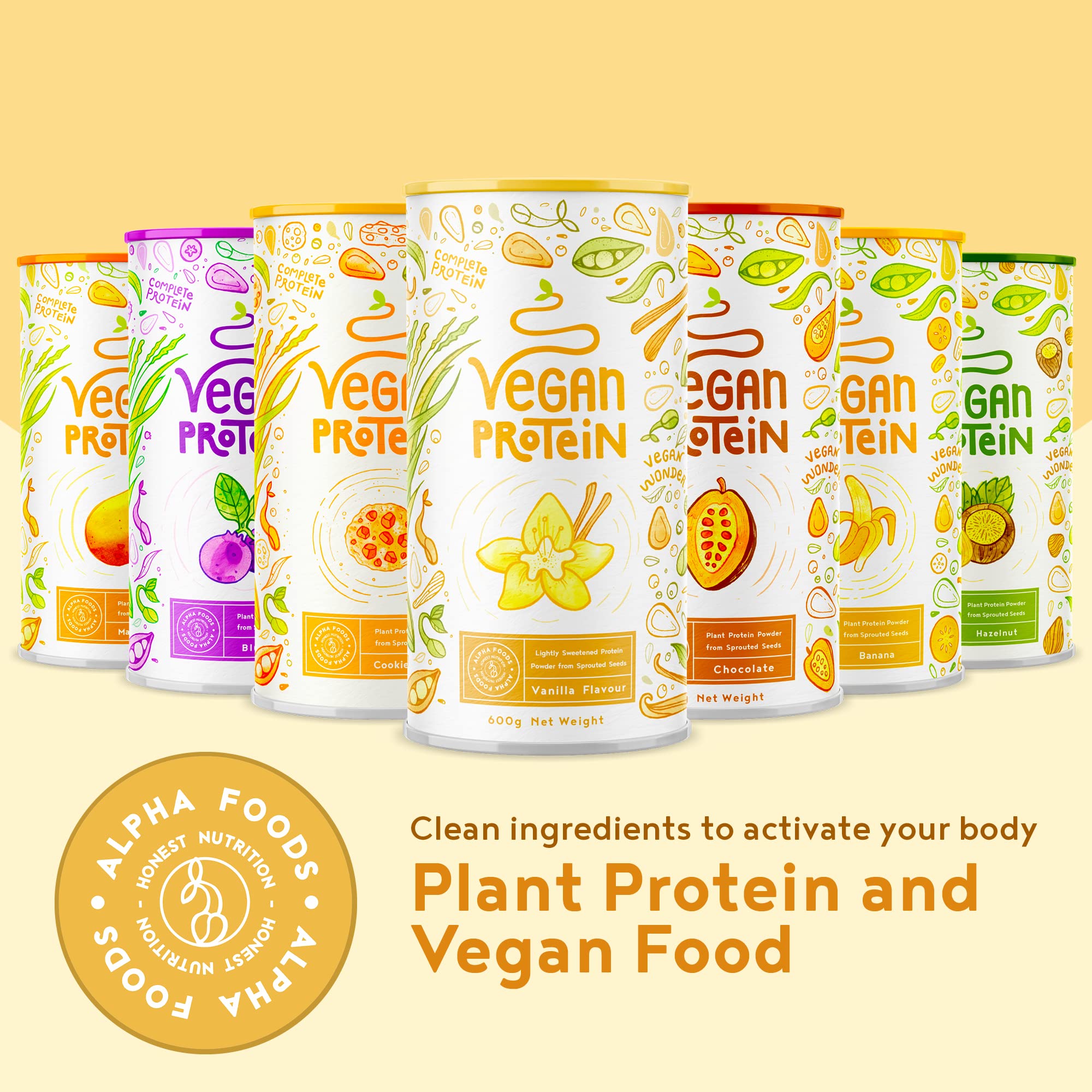 Vegan Protein Powder Vanilla - 1.2kg(80 servings) - 100% Plant Based Protein Powders