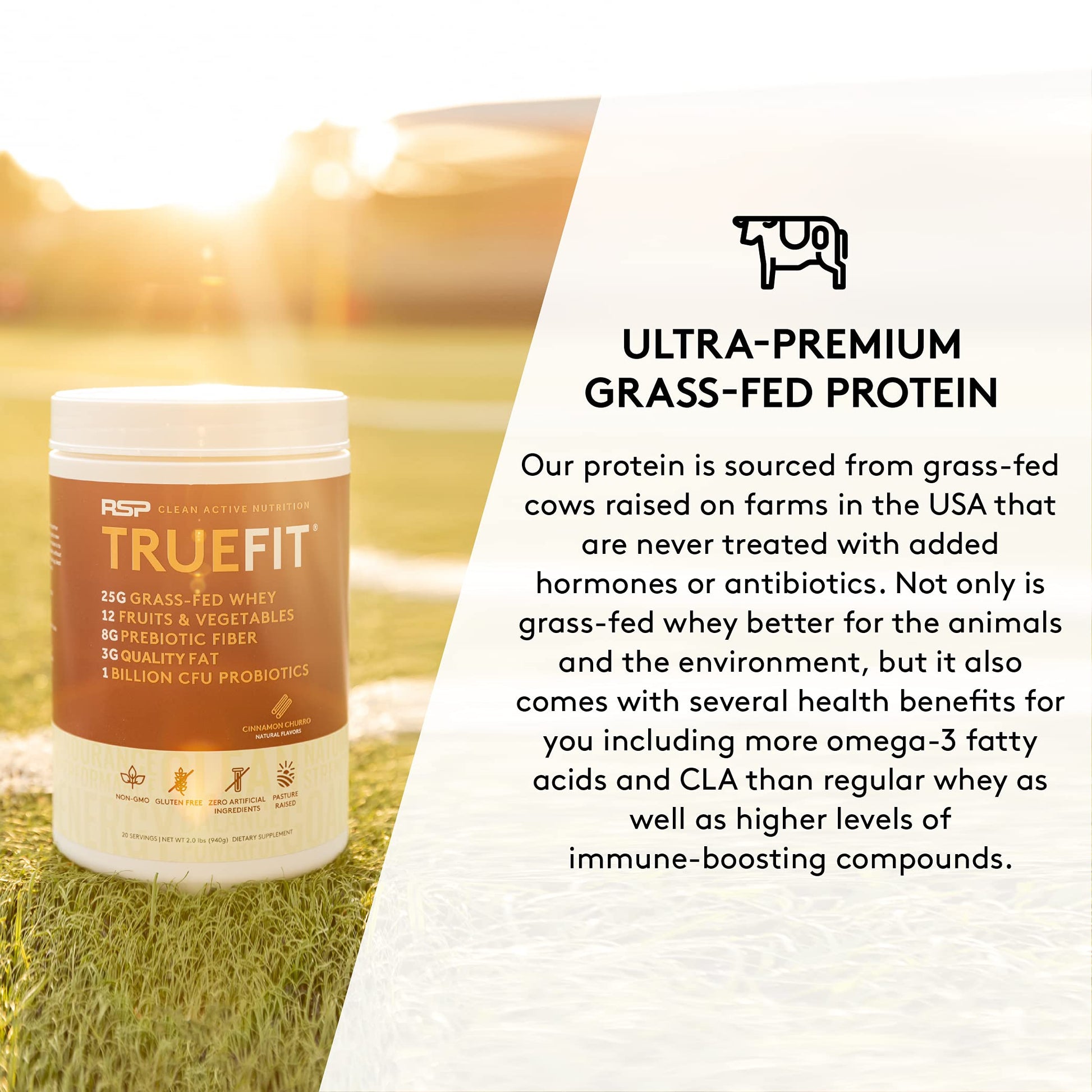 TrueFit Meal Replacement Shake Protein Powder, Grass Fed Whey + Organic Fruits RSP NUTRITION