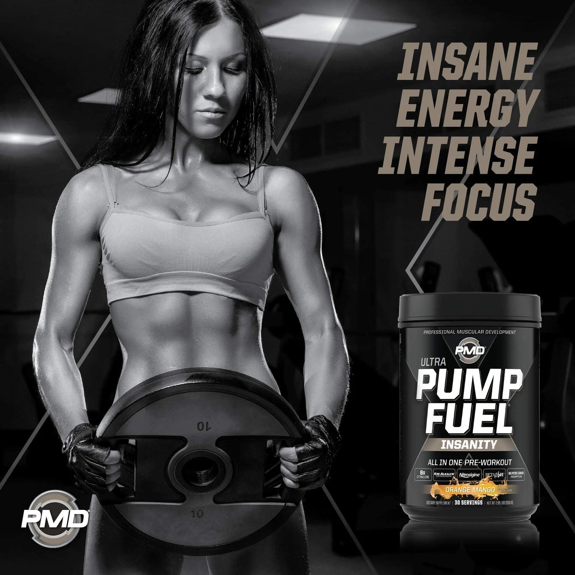 PMD Sports Ultra Pump Fuel Insanity - Pre Workout - Tropical Orange Mango (30 Servings) Sports CG5 Premium Creatine and L-Glutamine Powder (60 Servings)