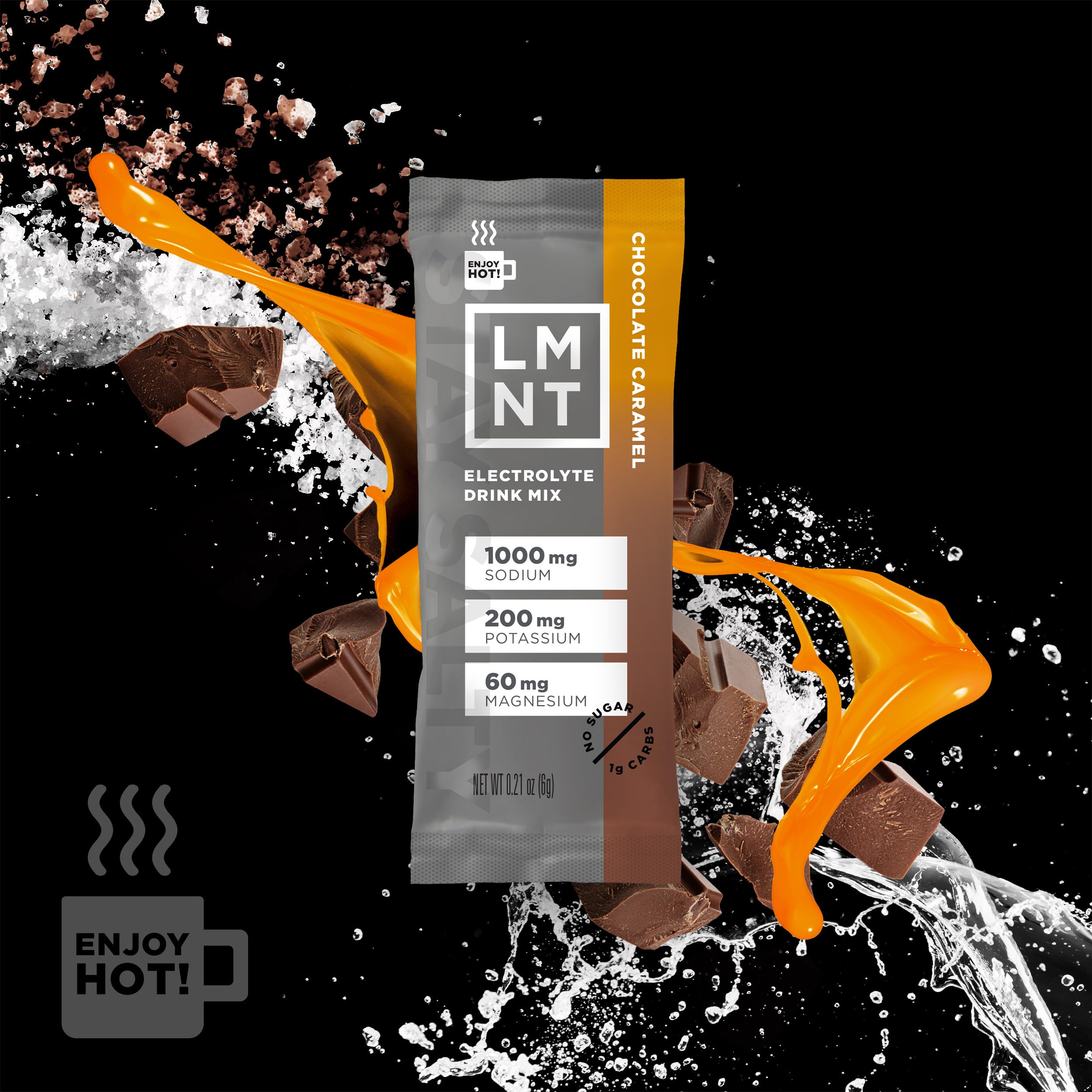LMNT Hot Chocolate and Coffee Mixer - Chocolate Caramel Salt Electrolytes | No Sugar Drink LMNT