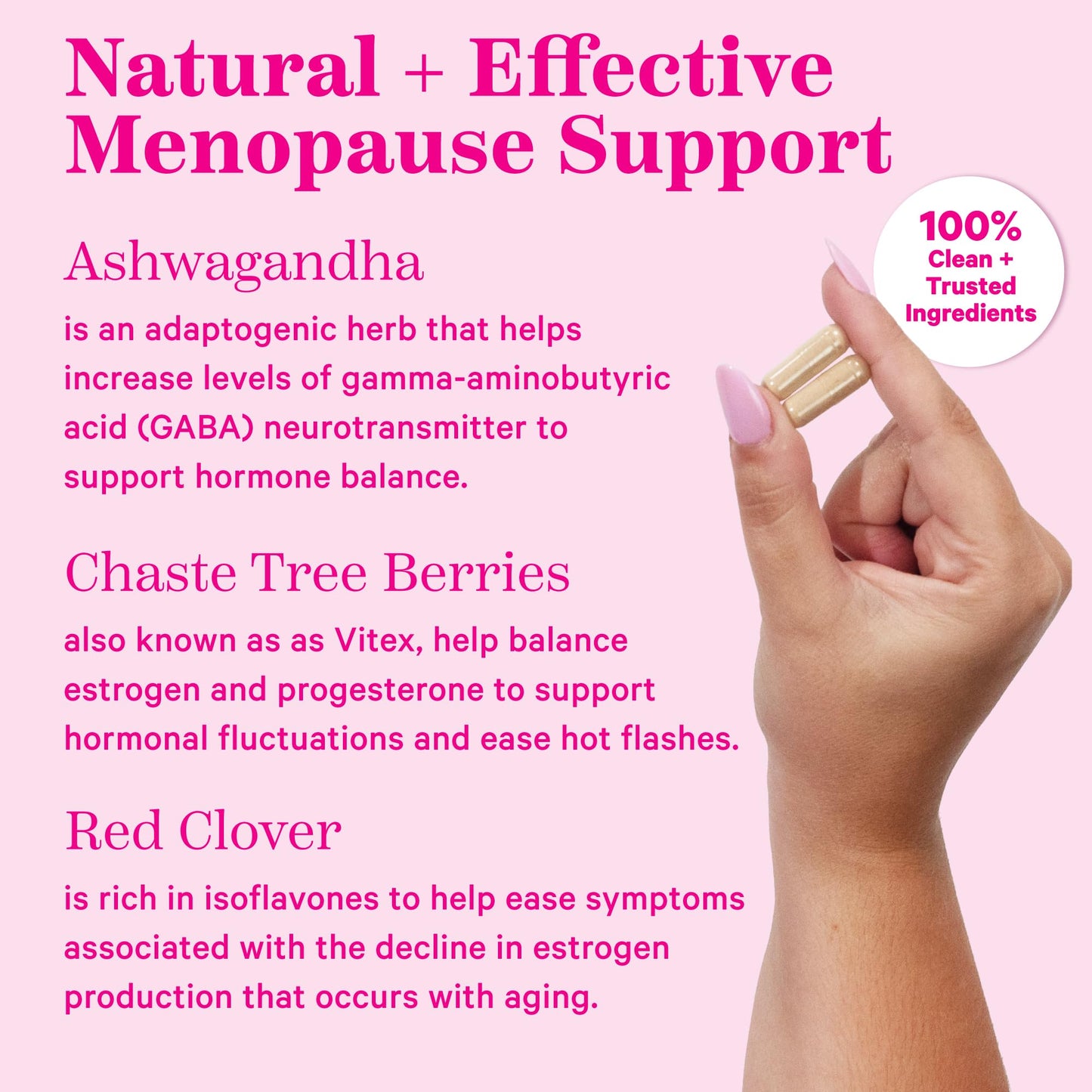Pink Stork Menopause Supplements for Women - 9 Clinically-Studied Herbs for Perimenopause