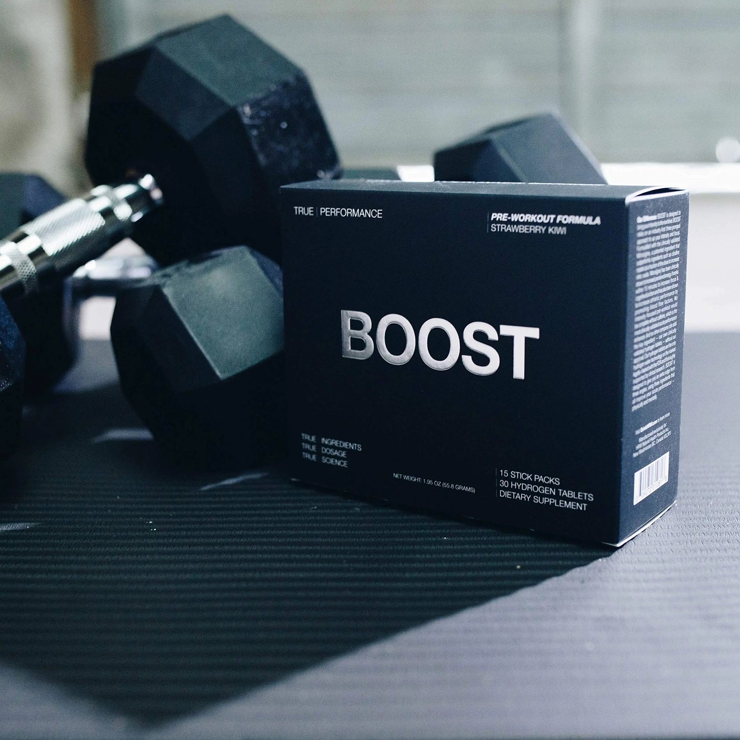 Pre Workout Mix & Nitric Oxide Booster, BOOST - Intense Performance, Energy, Endurance - Pre Workout Supplement with Caffeine, Hydrogen Tablets, Nitrosigine - 15 Servings