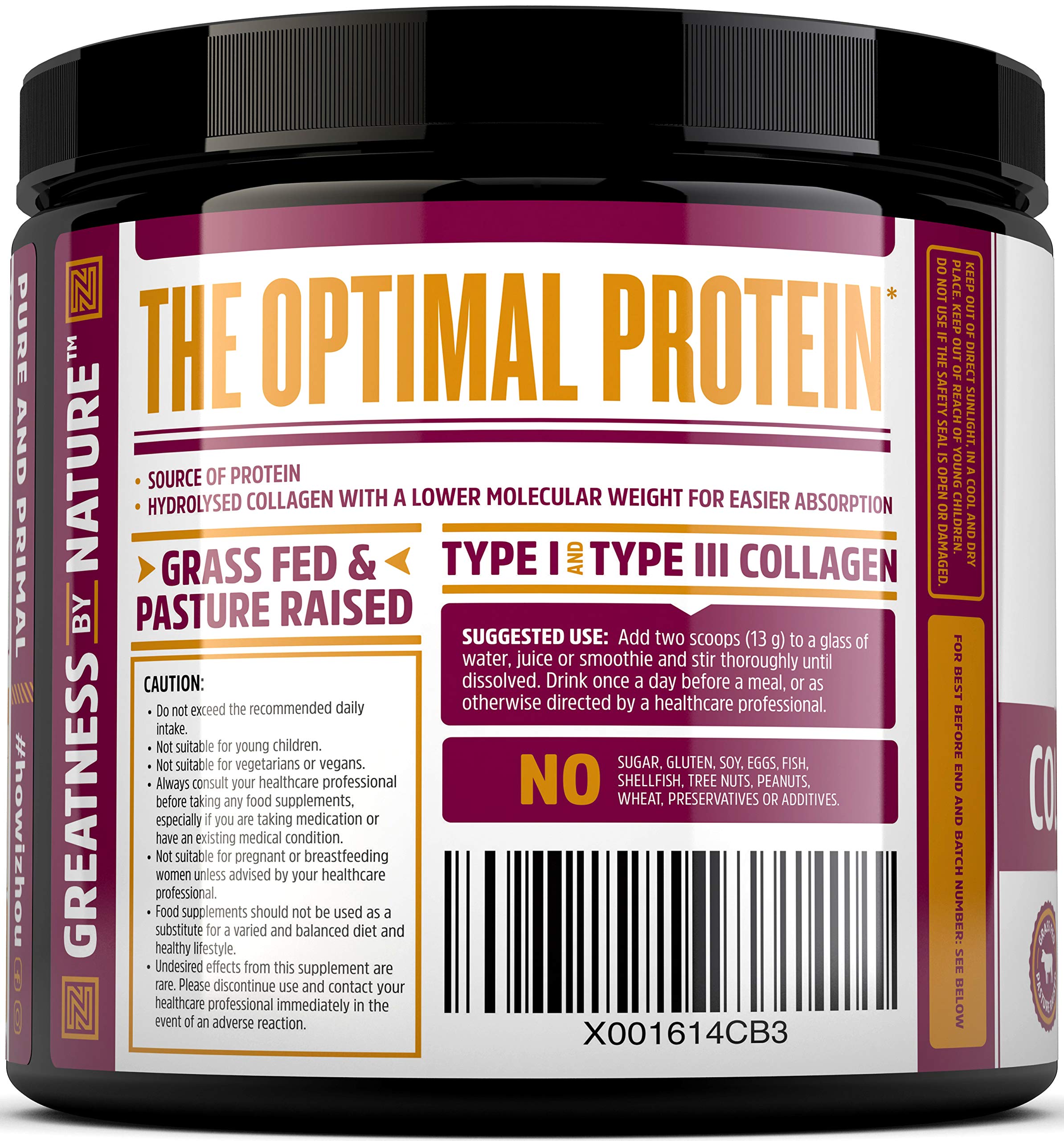 Collagen Powder 500g - Hydrolysed Collagen Peptides Powder - High Protein Bovine Collagen Supplement Nu U Nutrition