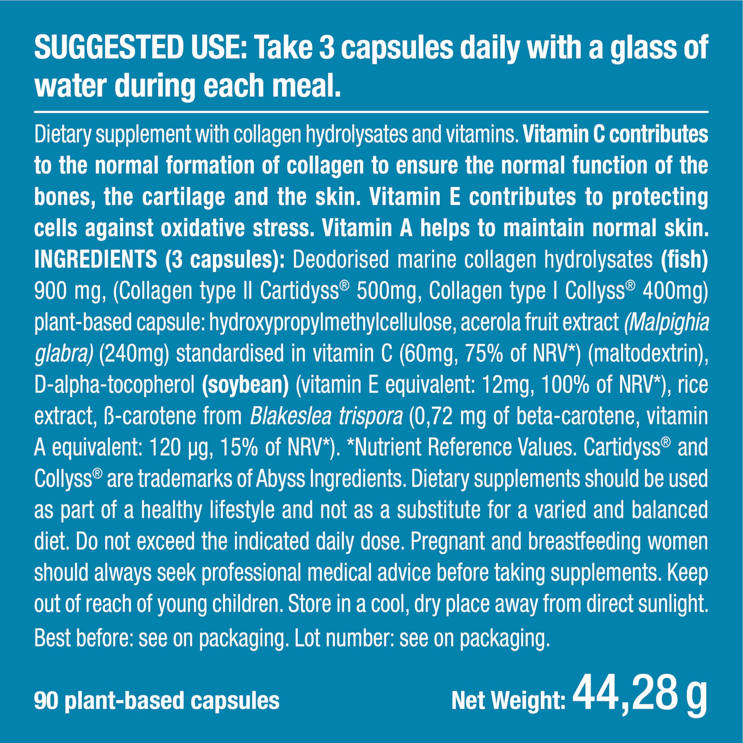 Pure Marine Collagen (900mg) - Enriched with Vitamins C and E – Patented Premium Type I & II Hydrolysed Collagen Plastimea