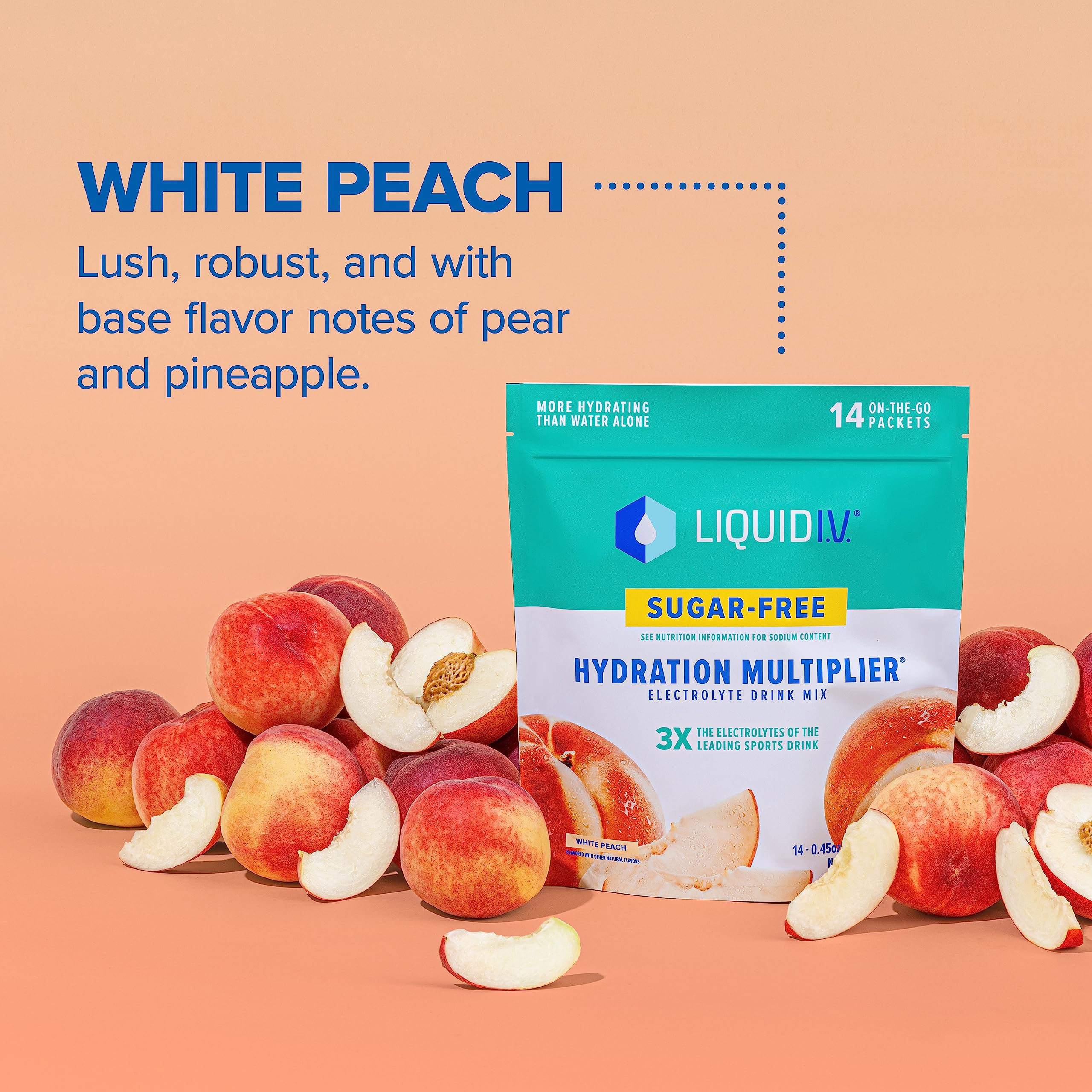 Liquid I.V. Sugar-Free Hydration Multiplier - White Peach – Hydration Powder Packets Liquid I.V.
