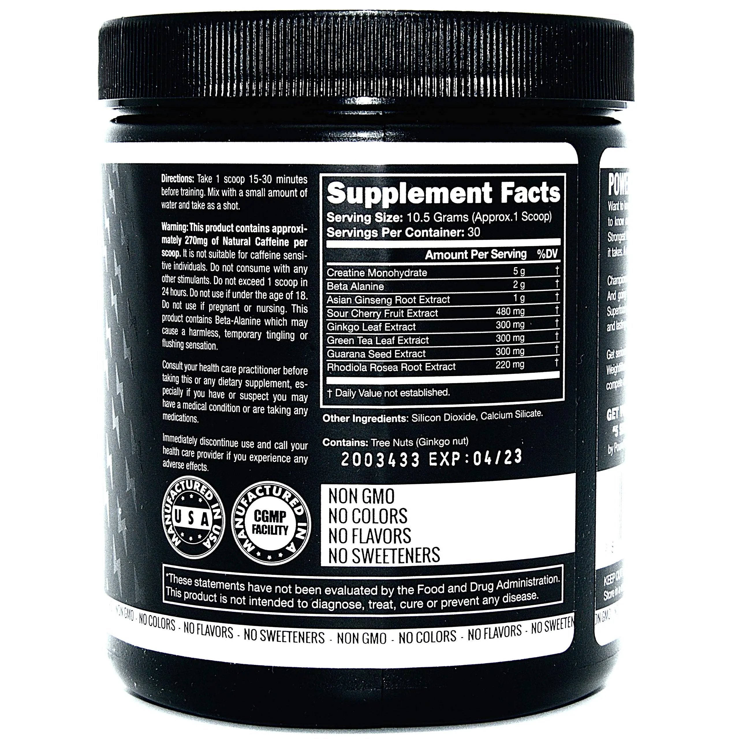 Pre Workout, Best All Natural PreWorkout Supplement. Pure Power, Healthy Pump, Clean, Keto Vegan, Paleo, No Sugar Pre Work Out Powder for Men & Women, Strength & Energy - 315g Unflavored