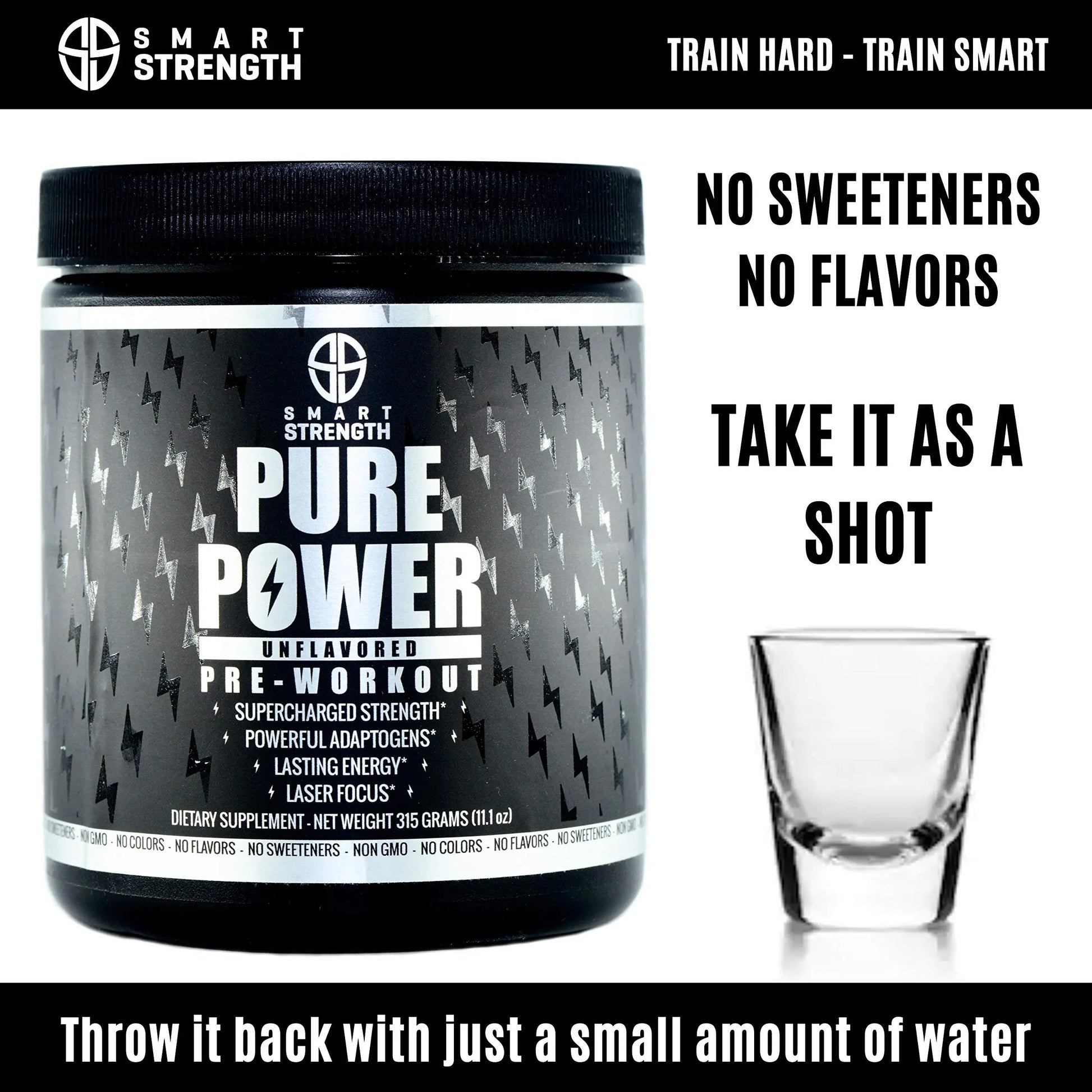 Pre Workout, Best All Natural PreWorkout Supplement. Pure Power, Healthy Pump, Clean, Keto Vegan, Paleo, No Sugar Pre Work Out Powder for Men & Women, Strength & Energy - 315g Unflavored