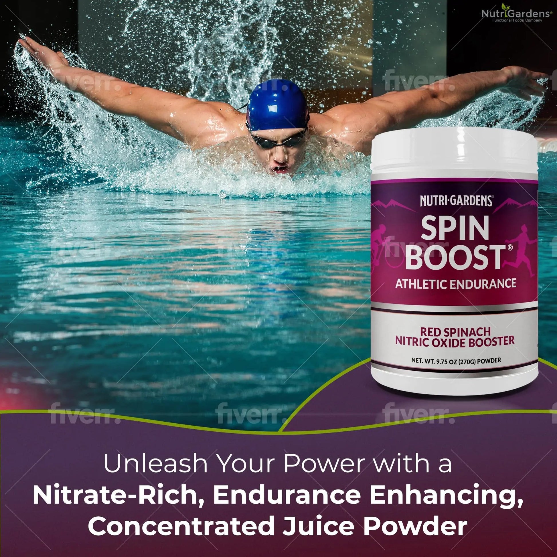 Nutrigardens Spin Boost Nitric Oxide Red Spinach Nitrate Pre-Workout Powder Concentrated Super Juice Powder with Beets for Athletic Endurance