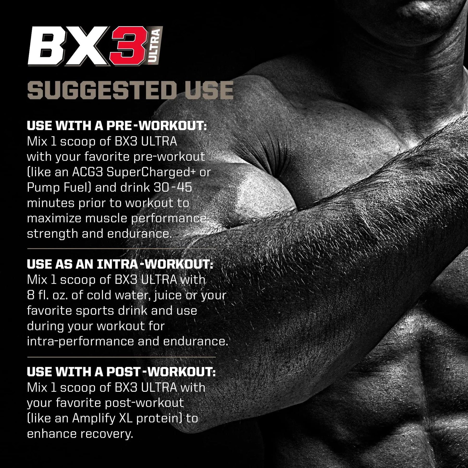 PMD Sports BX3 Ultra Muscle-Building Powder – Beta-Alanine, BCAAs, Betaine Anhydrous – Boost Endurance and Stamina, Increase Strength, Pumps, Build Lean Mass, Enhance Recovery– Unflavored–30 Servings