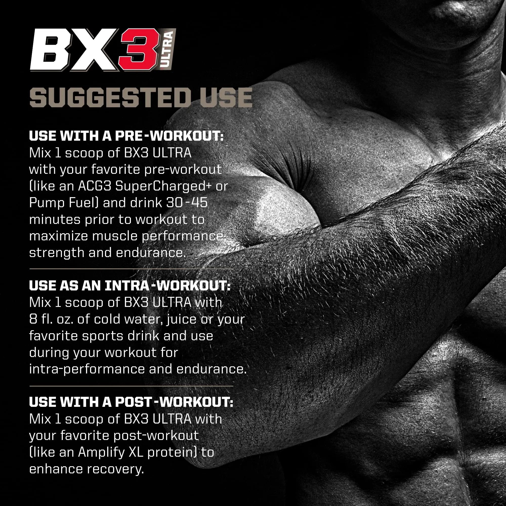 PMD Sports BX3 Ultra Muscle-Building Powder – Beta-Alanine, BCAAs, Betaine Anhydrous – Boost Endurance and Stamina, Increase Strength, Pumps, Build Lean Mass, Enhance Recovery– Unflavored–30 Servings
