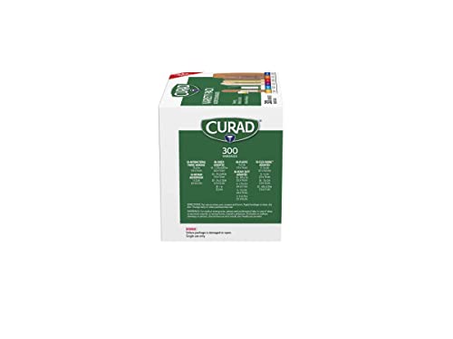 Curad Assorted Bandages Variety Pack 300 Pieces, Including Antibacterial Curad