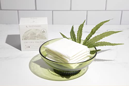 Red Moon Ultra Thin Hemp Pads (Pack of 10) Sanitary Pads for Women, Menstrual Pads- White Red Moon