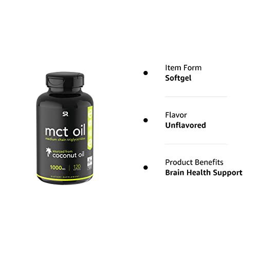 Sports Research Keto MCT Oil Capsules derived from Coconut Oil | Keto Fuel for The Brain Sports Research