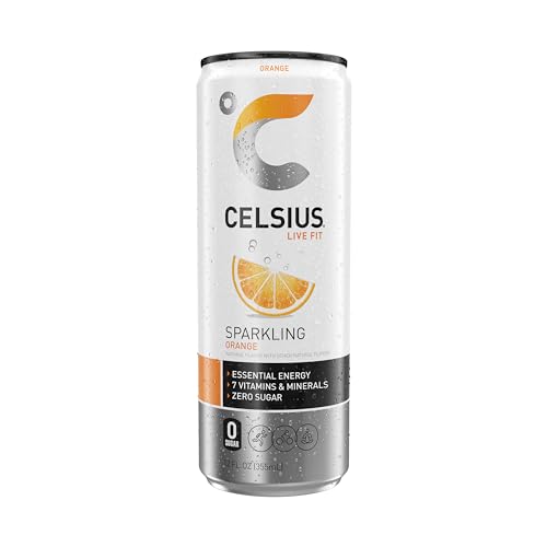 CELSIUS Sparkling Orange, Functional Essential Energy Drink 12 Fl Oz (Pack of 12) CELSIUS