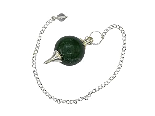Green Aventurine Crystal Ball Pendulum for Divination - Dowsing Pendulum Necklace with Chain Amazing Gemstone