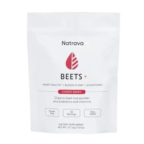 Natrava Beets+ | Organic Beet Root Powder, Vitamins, and Prebiotics | Supports Healthy