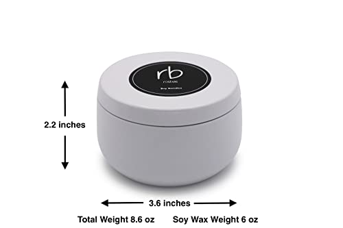 Rosbas Candle, Fraser Fir Scented, Natural Soy Wax, White Metallic Tin, 6 oz, Cotton Wick, Long Burn Time rosbas