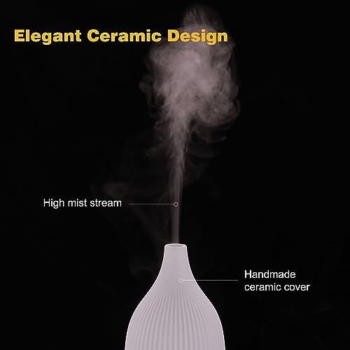 Coolego Ceramic Diffuser, 100ml Essential Oil Diffuser Ultrasonic Cool Mist Aromatherapy Diffuser Coolego