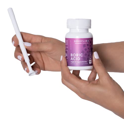 Boric Acid Vaginal Suppositories (28ct) with Disposable Vaginal Suppository Applicators (14ct) Seroflora