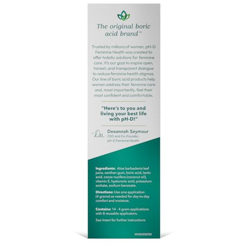 Boric Acid Moisturizing Vaginal Gel with Hyaluronic Acid, Vitamin E for Vaginal Dryness by pH-D pH-D Feminine Health Support