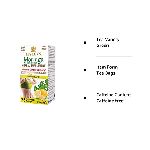 Hyleys Tea Moringa Oleifera with Lemon Flavor - 25 Tea Bags (Miracle Tree Tea) HYLEYS