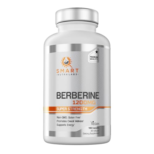 Premium Berberine HCL 1200mg- 180 Vegan Capsules, 100% Pure Berberin