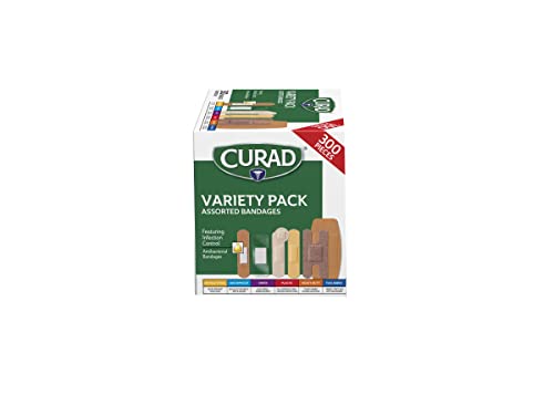 Curad Assorted Bandages Variety Pack 300 Pieces, Including Antibacterial Curad