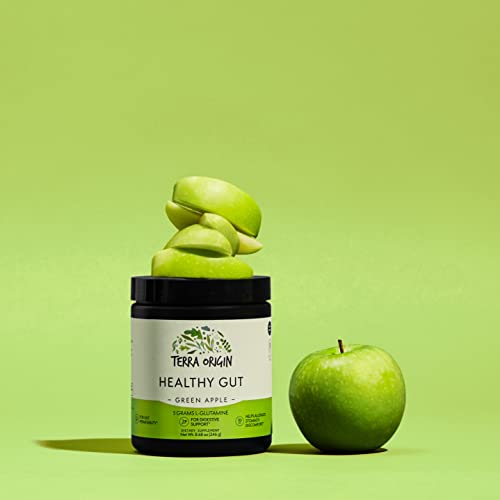 Healthy Gut Green Apple | 30-Servings with L-Glutamine, Zinc, Glucosamine, Slippery TERRA ORIGIN