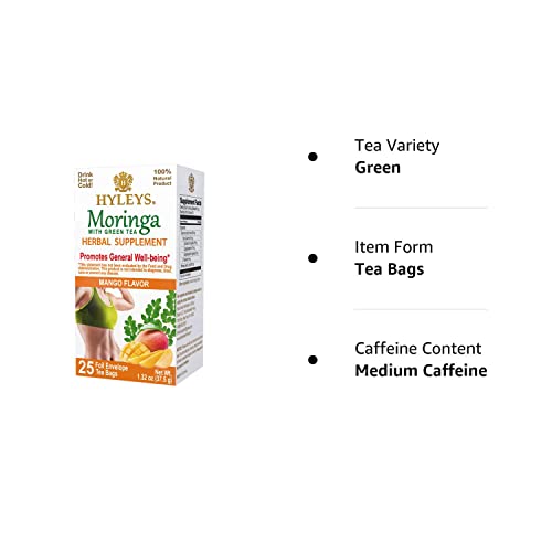 Hyleys Tea Moringa Oleifera with Mango Flavor - 25 Tea Bags (Miracle Tree Tea) HYLEYS