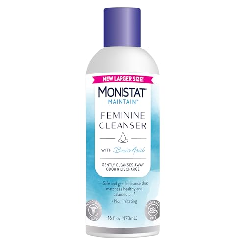 Monistat Boric Acid Feminine Cleanser, Fragrance Free Feminine Wash, 16 Fl Oz, 1 Pack