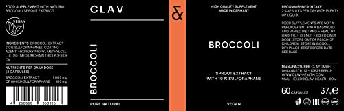 Broccoli Sprout Extract - 100mg Sulforaphane per Serving - Vegan - Antioxidant Supple CLAV
