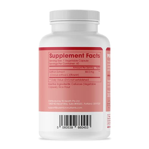 Saffron Supplements - 100% Pure Saffron Extract Capsules - Boost Energy & Mood Pure Micronutrients
