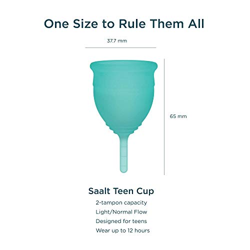 Saalt Teen Menstrual Cup - Best Sensitive Reusable Cup - Wear for 12 Hours - Tampon and Pad Alternative saalt
