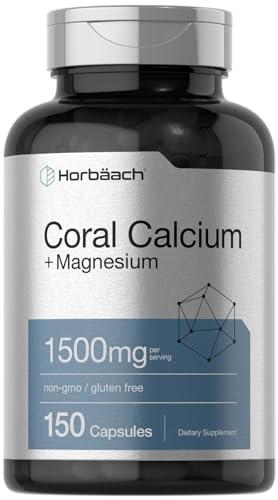 Coral Calcium 1500mg 150 Capsules | Plus Magnesium | Non-GMO, Gluten Free Supplement