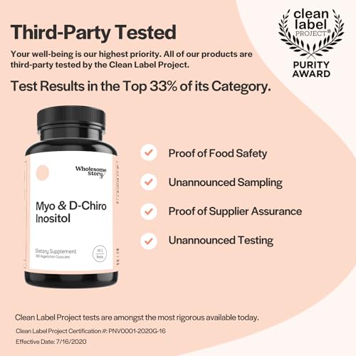Myo-Inositol & D-Chiro Inositol Capsules, 90-Day Supply, 40:1 Ratio for Hormonal Balance Wholesome Story