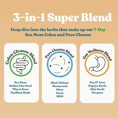 Atlantic Naturals Sea Moss 7 Day Colon and para Cleanse | Detox, Gut Health and Intestinal Atlantic Naturals