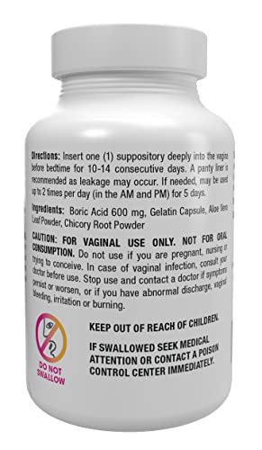 vH essentials Boric Acid Plus Vaginal Suppositories, Prebiotic Infused with Soothing Aloe Vera, pH 