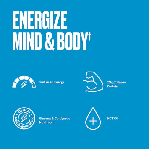 Bulletproof Vanilla Bean Energy Collagen Protein Powder, 18.3 Ounces, Caffeine-Free Fuel Bulletproof