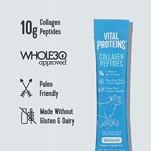 Vital Proteins Collagen Peptides Powder Supplement Travel Packs, Hydrolyzed Collagen Vital Proteins