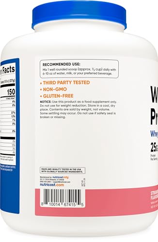 Nutricost Whey Protein Concentrate (Strawberry Milkshake) 5LBS - Gluten Free Nutricost