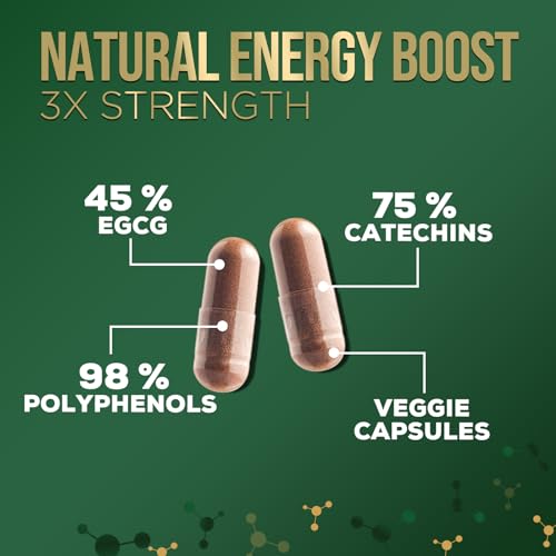 Nature's Green Tea Extract Pills 98% Standardized EGCG 1000mg - 3X Strength for Natural Nature's Nutrition