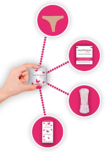 to-Go Panty Kit Includes 4 Items Seamless Thong Underwear Fresh Wipe Pantyliner & Washbag Travel Panty Fresh