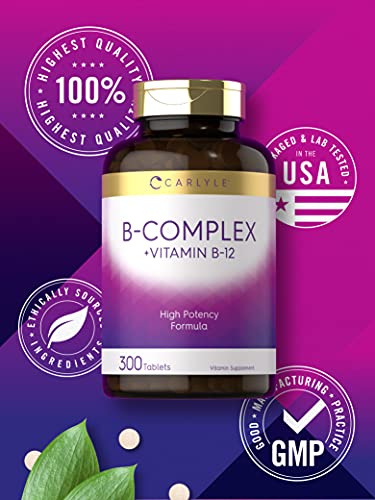 Carlyle B Complex Vitamin with B12 | 300 Tablets | High Potency Formula | Vegetarian Carlyle